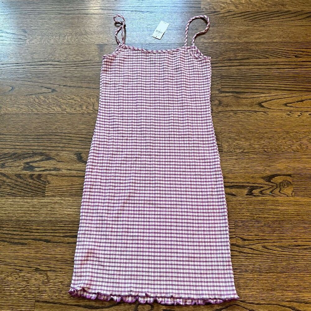 Gap Women's Pink White Gingham Check Sleeveless Tank Dress Size XS NWT